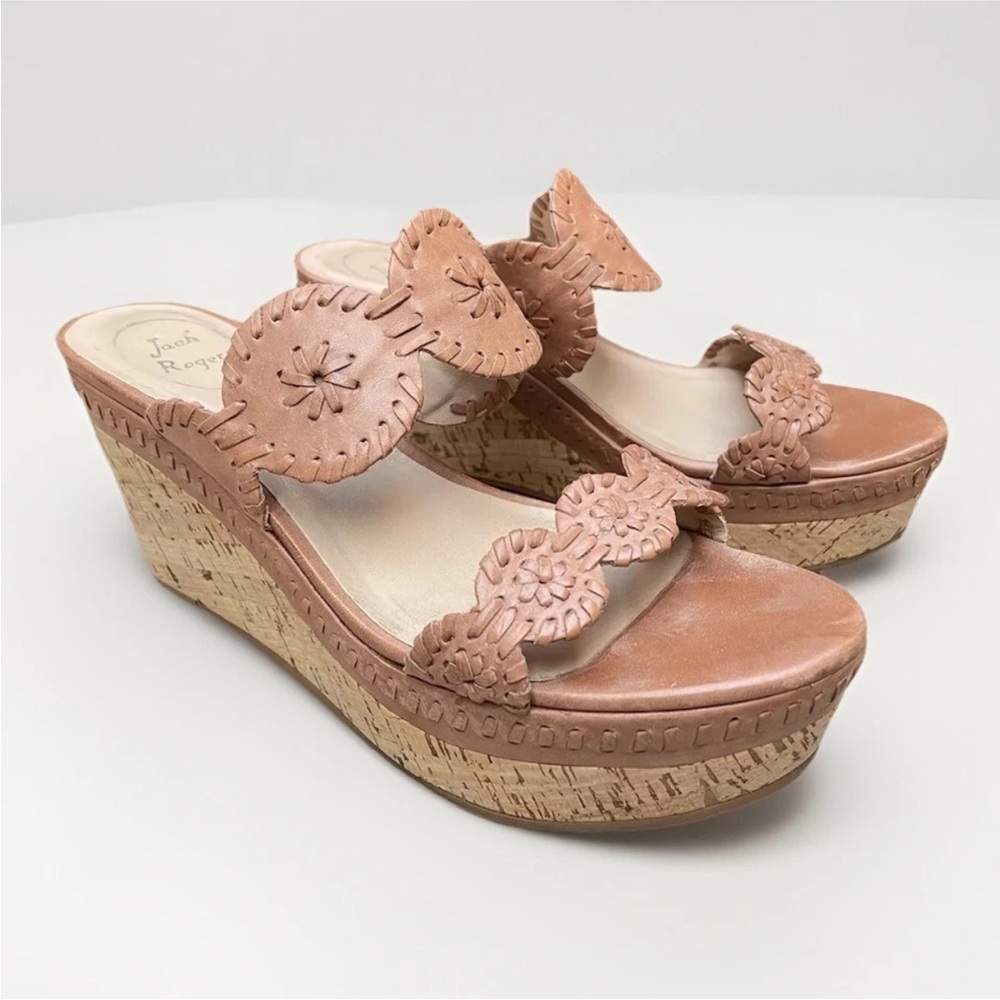 Jack Rogers Lauren Mid Cork Wedge Platform Boho Slip on Sandals Shoes Women’s
